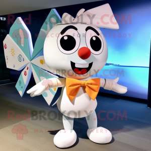 White Pho mascot costume character dressed with a Bikini and Bow ties