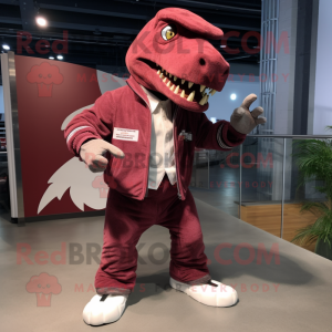 Maroon Tyrannosaurus maskot...