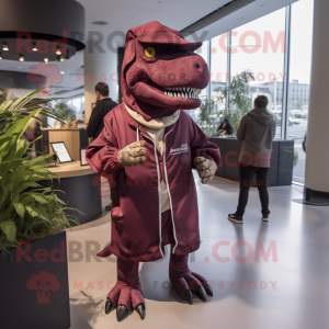 Maroon Tyrannosaurus maskot...