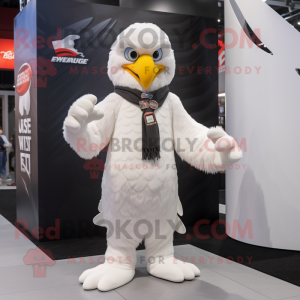 White Eagle mascot costume character dressed with a Bodysuit and Scarves