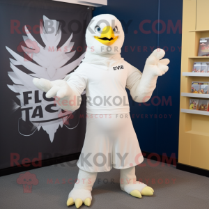 White Eagle mascot costume character dressed with a Bodysuit and Scarves