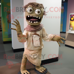 Beige Zombie maskot kostume...