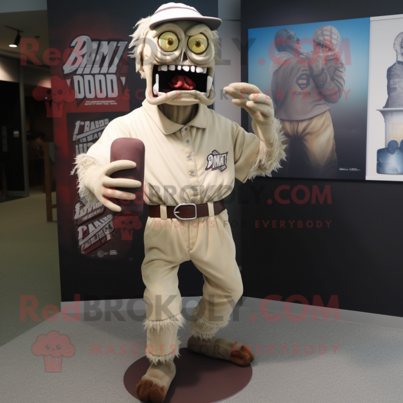 Beige Zombie mascot costume character dressed with a Henley Shirt and Wraps Beige Zombie mascot costume character dressed with a Henley Shirt and Wraps