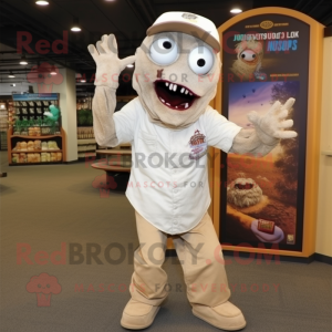 Beige Zombie maskot kostume...