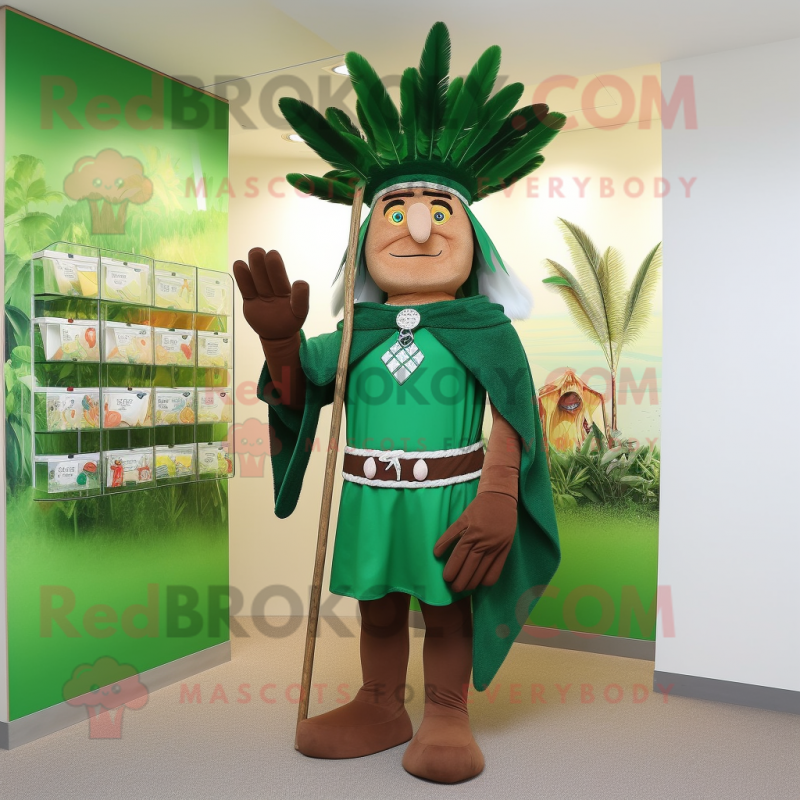 Forest Green Chief mascot costume character dressed with a Sheath Dress and Cummerbunds