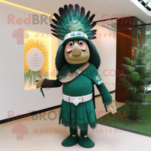 Forest Green Chief mascot costume character dressed with a Sheath Dress and Cummerbunds