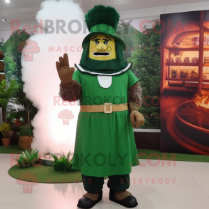 Forest Green Chief mascot costume character dressed with a Sheath Dress and Cummerbunds