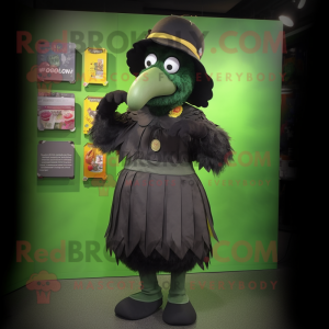 Olive Crow mascot costume character dressed with a Empire Waist Dress and Caps