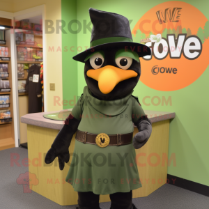 Olive Crow mascot costume character dressed with a Empire Waist Dress and Caps