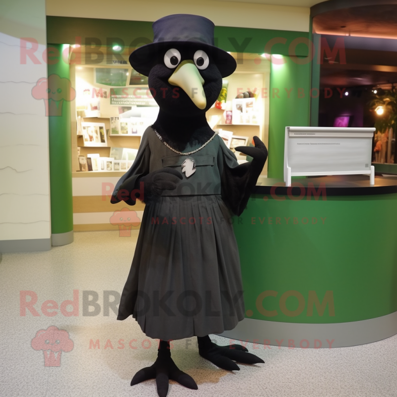 Olive Crow mascot costume character dressed with a Empire Waist Dress and Caps