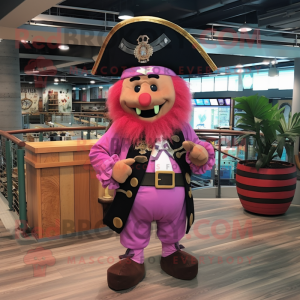 Pink Pirate mascot costume character dressed with a Dress Shirt and Keychains