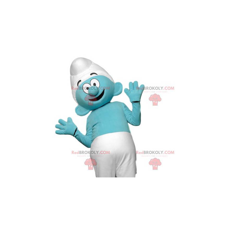 Blue Smurf mascot with his white cap - Our Sizes L (175-180CM) Blue Smurf mascot with his white cap - Our Sizes L (175-180CM)