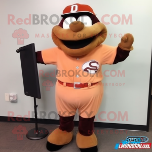 Rust Seal mascot costume character dressed with a Baseball Tee and Messenger bags