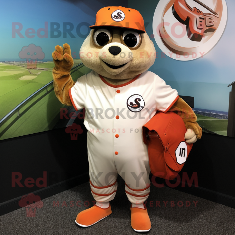 Rust Seal mascot costume character dressed with a Baseball Tee and Messenger bags