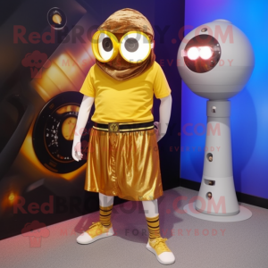 Gold Cyclops maskot kostume...