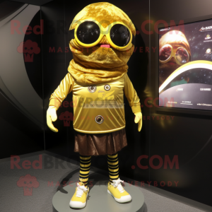 Gold Cyclops maskot kostym...