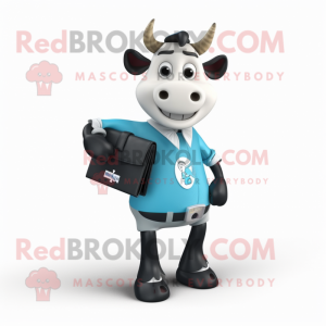Cyan Holstein Cow maskot...