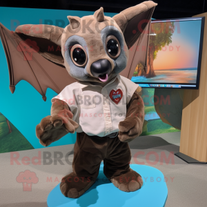 Rust Fruit Bat mascot costume character dressed with a Button-Up Shirt and Wallets