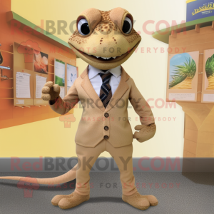 Tan Lizard maskot kostume...