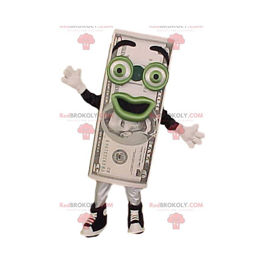 Mascotte di banconote da $ 5 con il suo grande sorriso -
