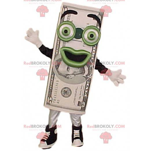 Mascotte di banconote da $ 5 con il suo grande sorriso -