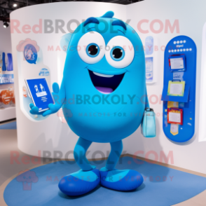 Blue Pendant mascot costume character dressed with a Bikini and Wallets