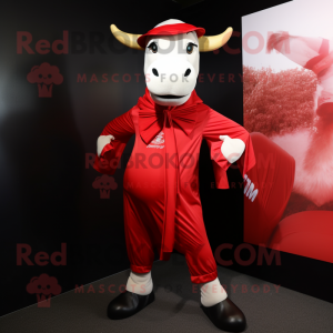 Rød Zebu maskot kostume...