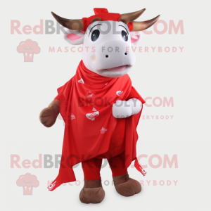 Rød Zebu maskot kostume...