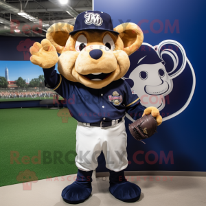 Navy Buffalo mascot costume character dressed with a Baseball Tee and Keychains