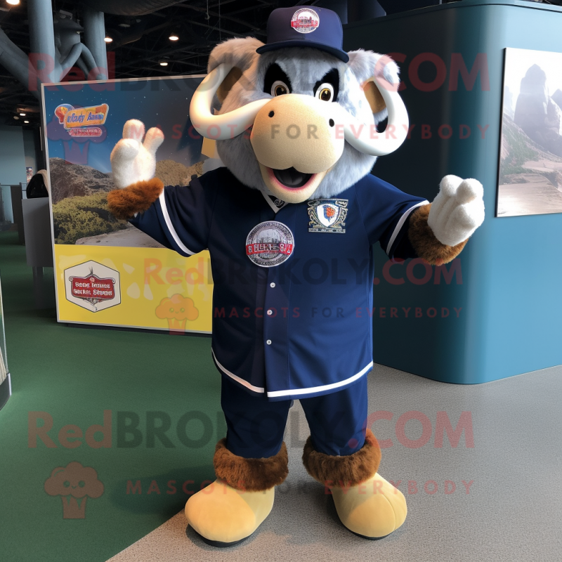 Navy Buffalo mascot costume character dressed with a Baseball Tee and Keychains