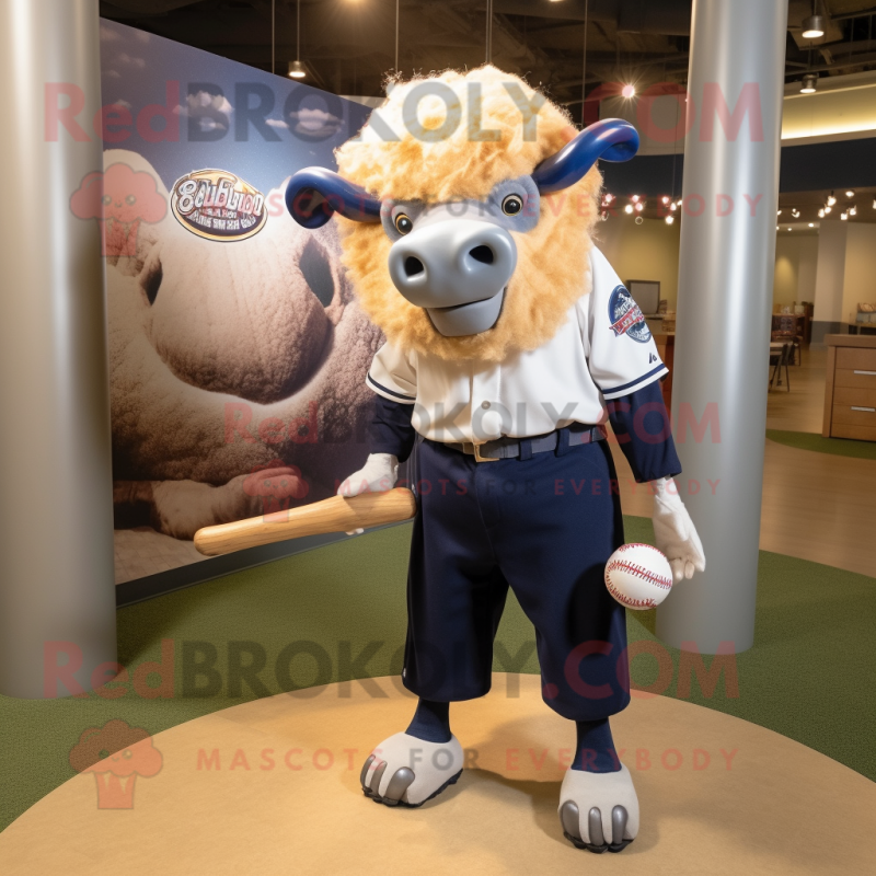 Navy Buffalo mascot costume character dressed with a Baseball Tee and Keychains