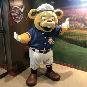 Navy Buffalo mascot costume character dressed with a Baseball Tee and Keychains