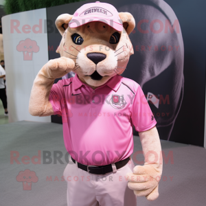 Pink Smilodon maskot...