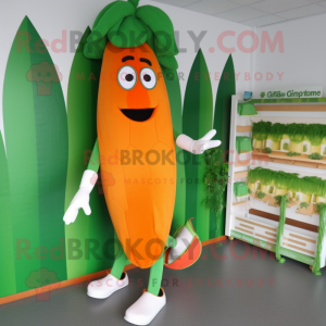 Green Carrot mascot costume character dressed with a Swimwear and Shoe laces