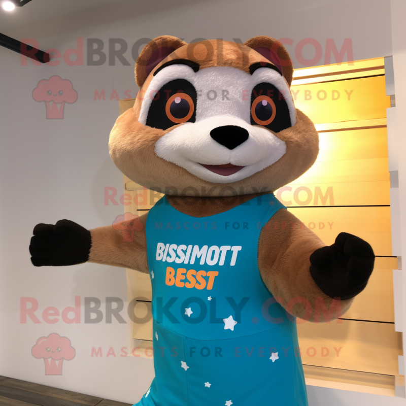 Rust Ferret mascot costume character dressed with a One-Piece Swimsuit and Bracelet watches