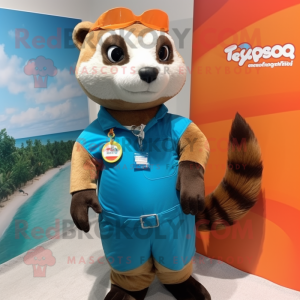 Rust Ferret mascot costume character dressed with a One-Piece Swimsuit and Bracelet watches