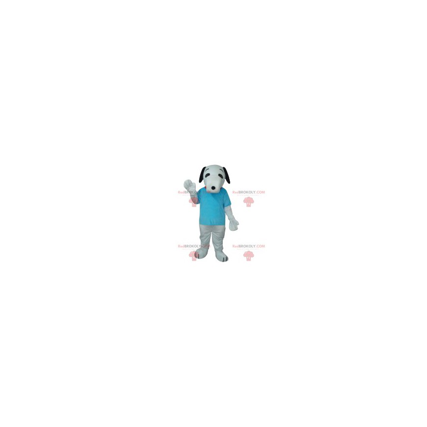Mascotte cane bianco con la sua maglietta turchese - Mascotte cane bianco con la sua maglietta turchese -