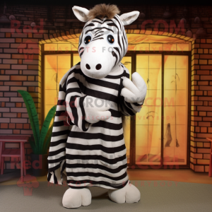 nan Zebra mascot costume character dressed with a Henley Shirt and Shawls