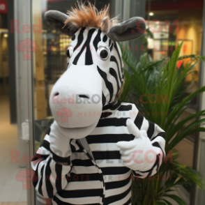 nan Zebra mascot costume character dressed with a Henley Shirt and Shawls
