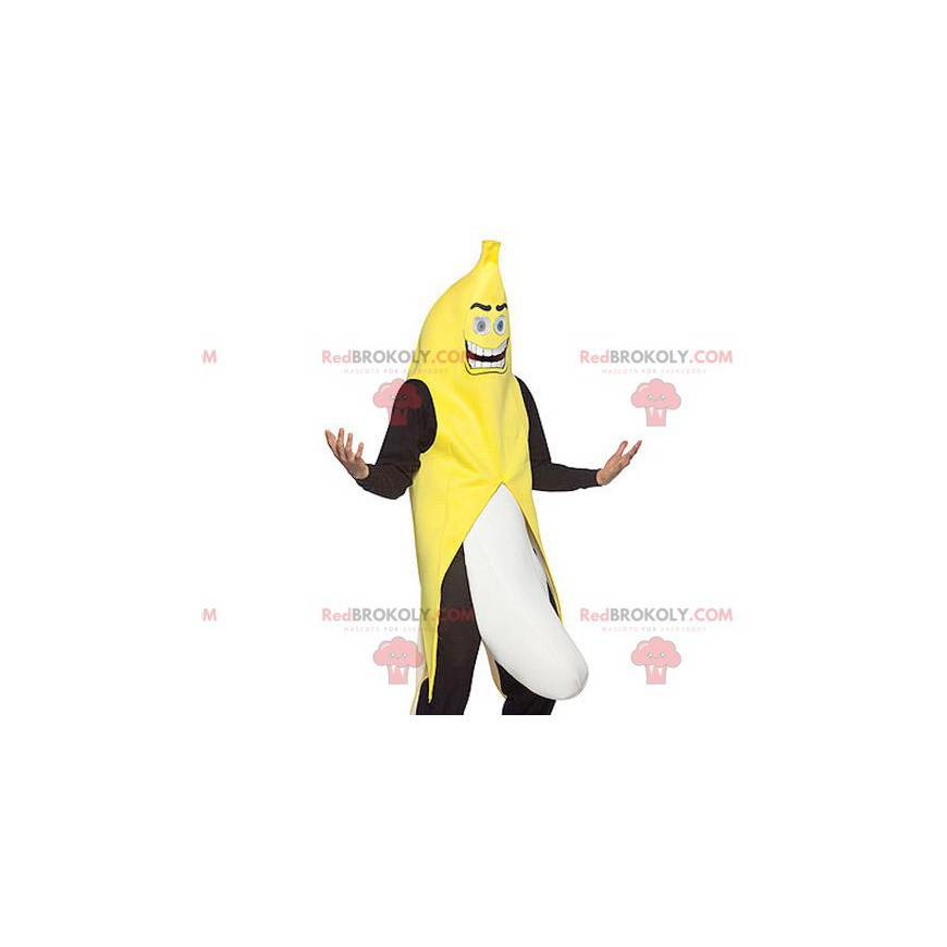 Gigantisk svart og hvit gul bananmaskot - Redbrokoly.com