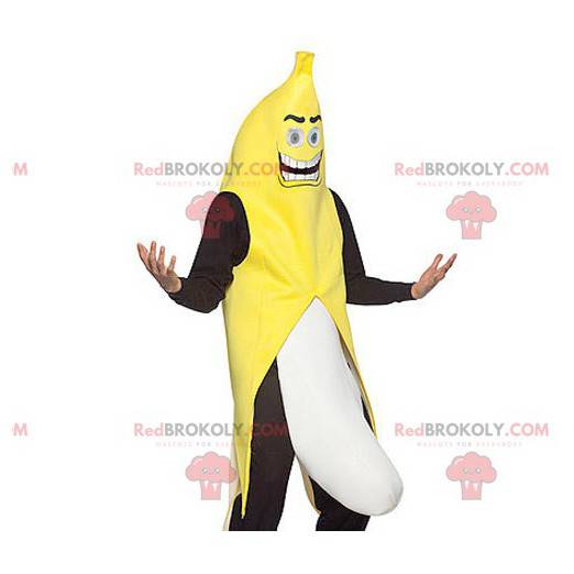Gigantisk svart og hvit gul bananmaskot - Redbrokoly.com