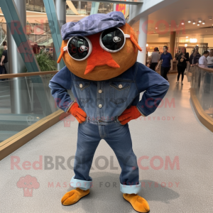Navy Crab Cakes mascot costume character dressed with a Corduroy Pants and Bracelets