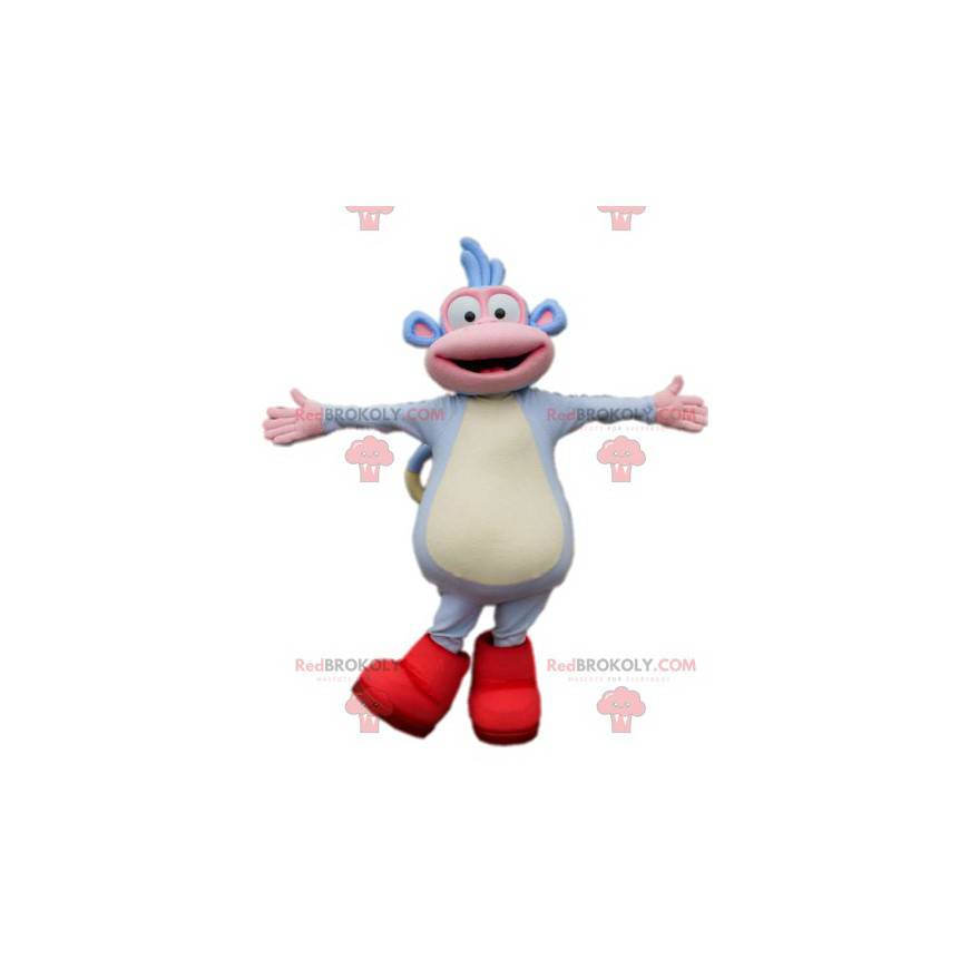 Mascotte de petite singe bleu rigolo avec ses bottines rouges - Mascotte de petite singe bleu rigolo avec ses bottines rouges -