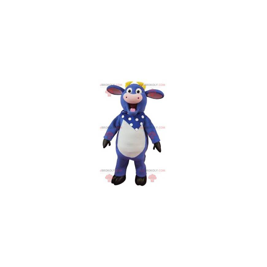 Mascota de vaca morada con su bandana de lunares - Mascota de vaca morada con su bandana de lunares -
