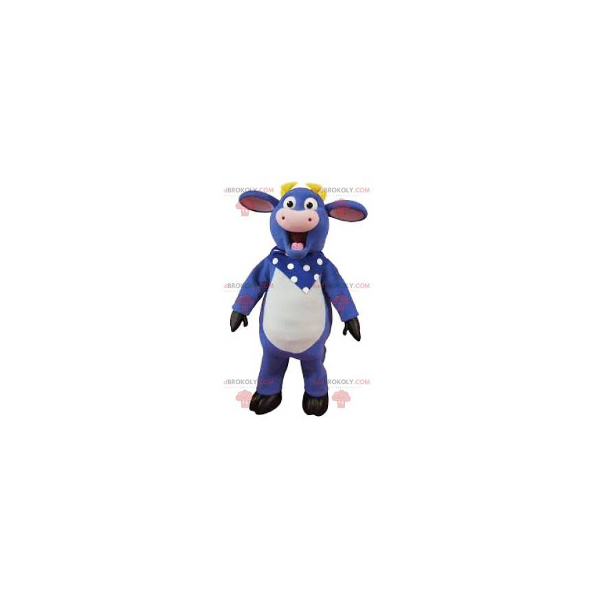 Paarse koe mascotte met zijn polka dot bandana - Redbrokoly.com