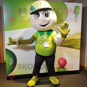 Olive Juggle mascot costume character dressed with a Dress Pants and Beanies