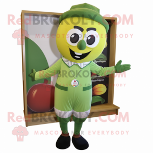Olive Juggle mascot costume character dressed with a Dress Pants and Beanies