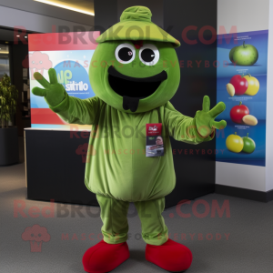 Olive Juggle mascot costume character dressed with a Dress Pants and Beanies