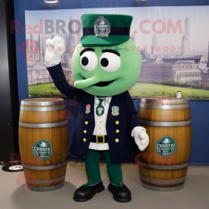 Navy Green Beer mascot costume character dressed with a Skirt and Ties