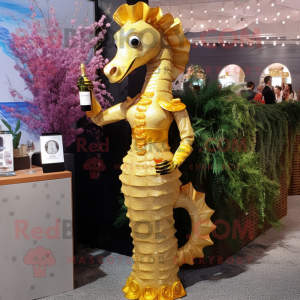 Gold Sea Horse maskot...